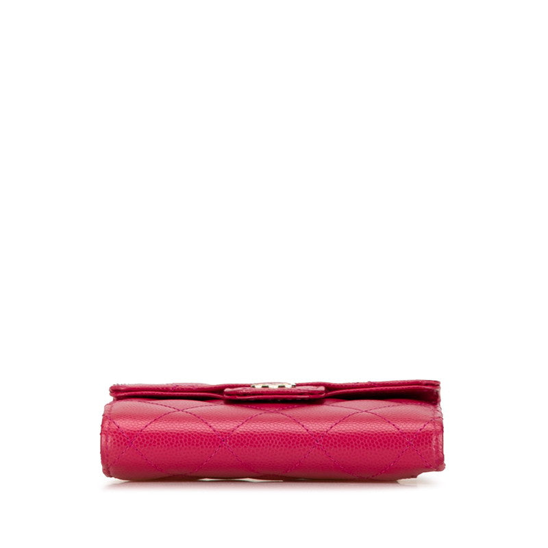 Chanel Caviar Skin Matelasse Coco Mark Classic Small Flap Wallet