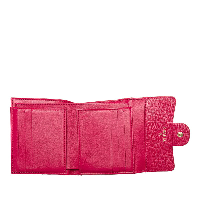 Chanel Caviar Skin Matelasse Coco Mark Classic Small Flap Wallet