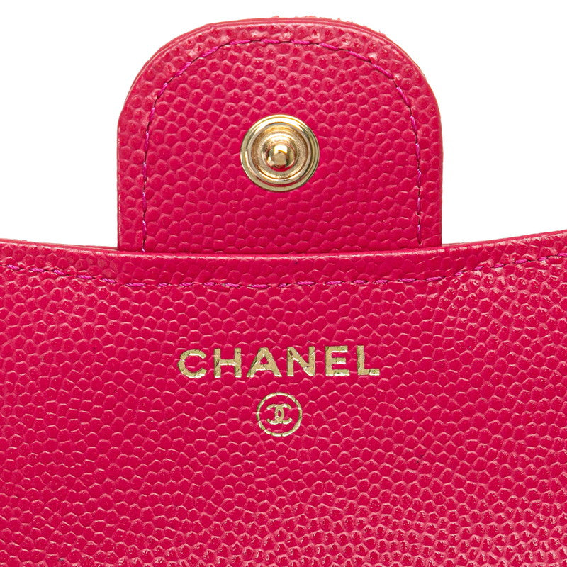 Chanel Caviar Skin Matelasse Coco Mark Classic Small Flap Wallet