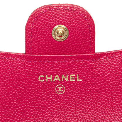 Chanel Caviar Skin Matelasse Coco Mark Classic Small Flap Wallet
