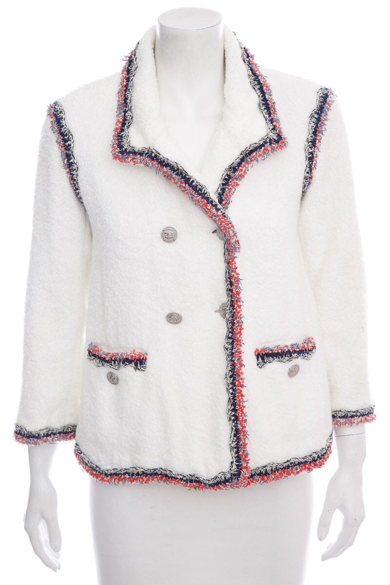 Chanel White Terry Cloth Jacket SZ 36