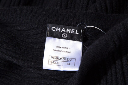 Chanel Black Cross Knotted Sweater SZ 48