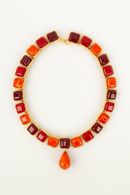 Collier en pte de verre Chanel 1990s