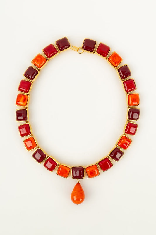 Collier en pte de verre Chanel 1990s