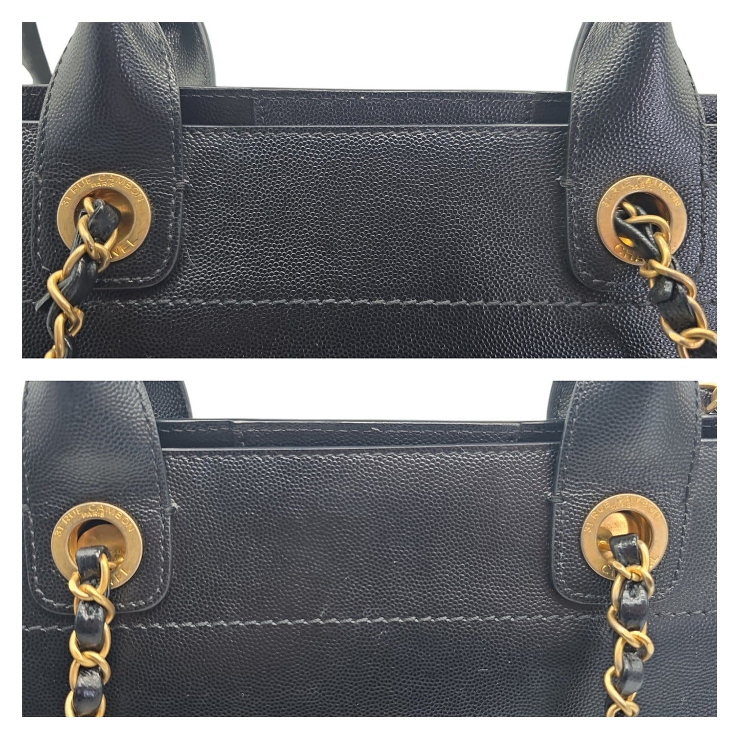 Chanel Small Black Caviar Studded Deauville Tote