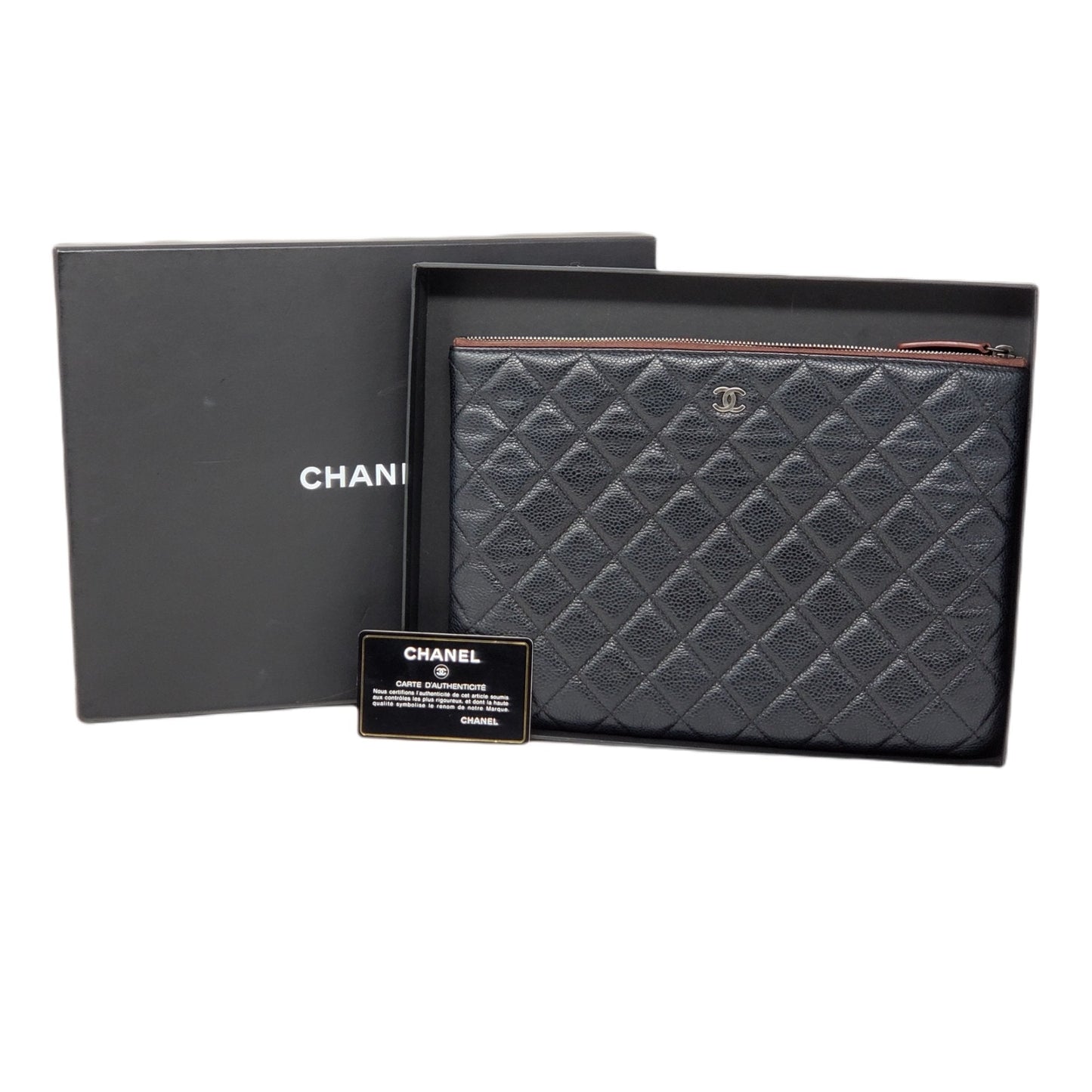 Chanel CC Caviar Quilted Cosmetic / Clutch Bag