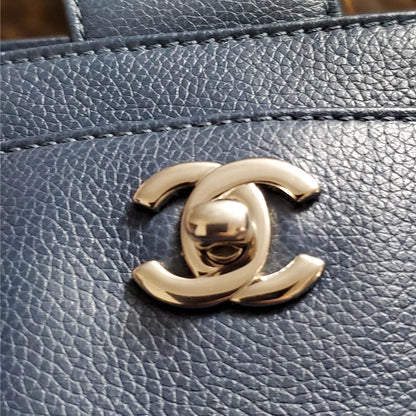 Chanel CC Executive Calfskin Navy Blue Shoulder Bag