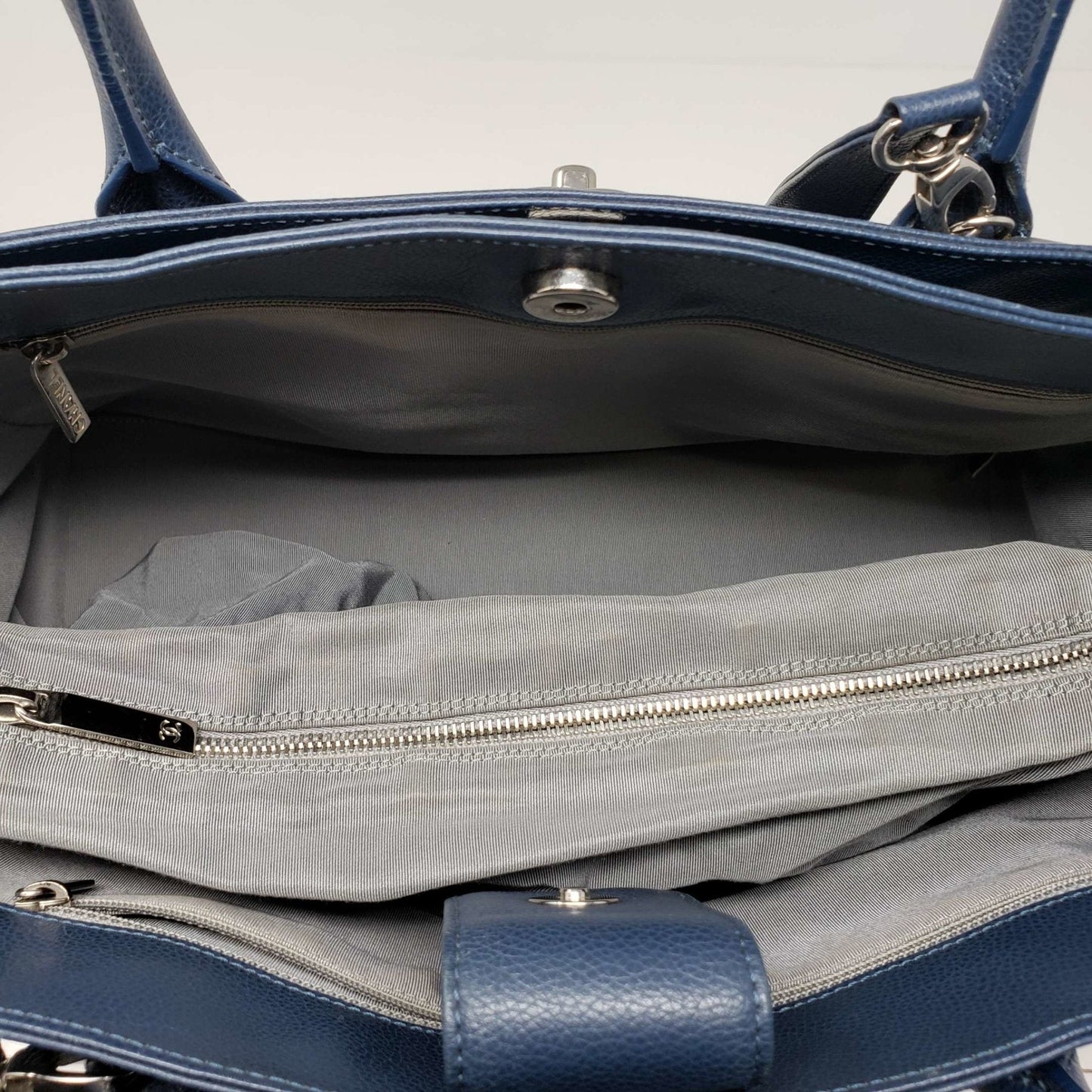 Chanel CC Executive Calfskin Navy Blue Shoulder Bag