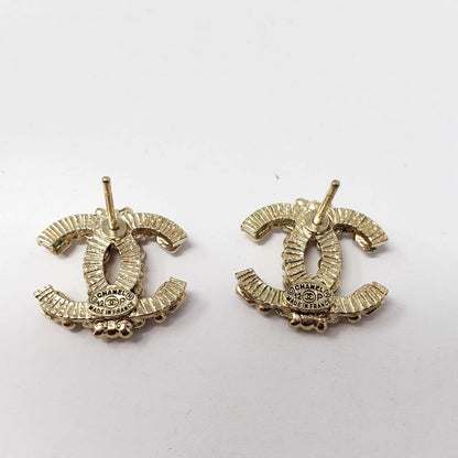 Chanel CC Goldish Earrings with stone