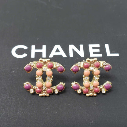 Chanel CC Goldish Earrings with stone