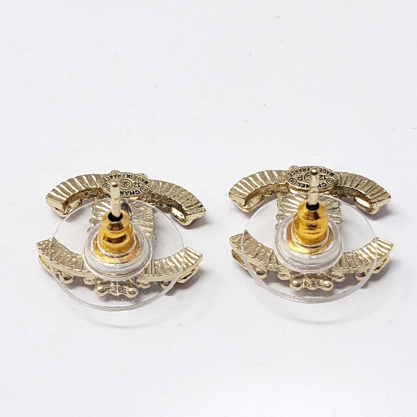 Chanel CC Goldish Earrings with stone