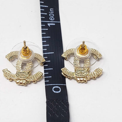 Chanel CC Goldish Earrings with stone
