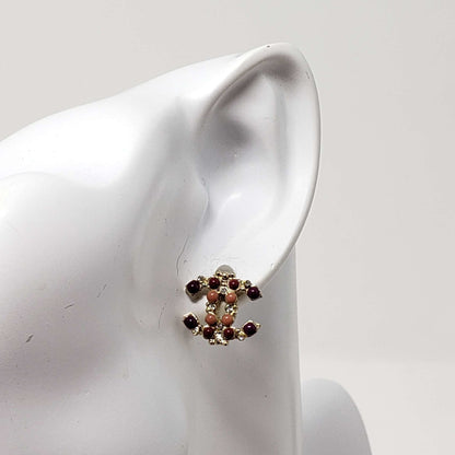 Chanel CC Goldish Earrings with stone