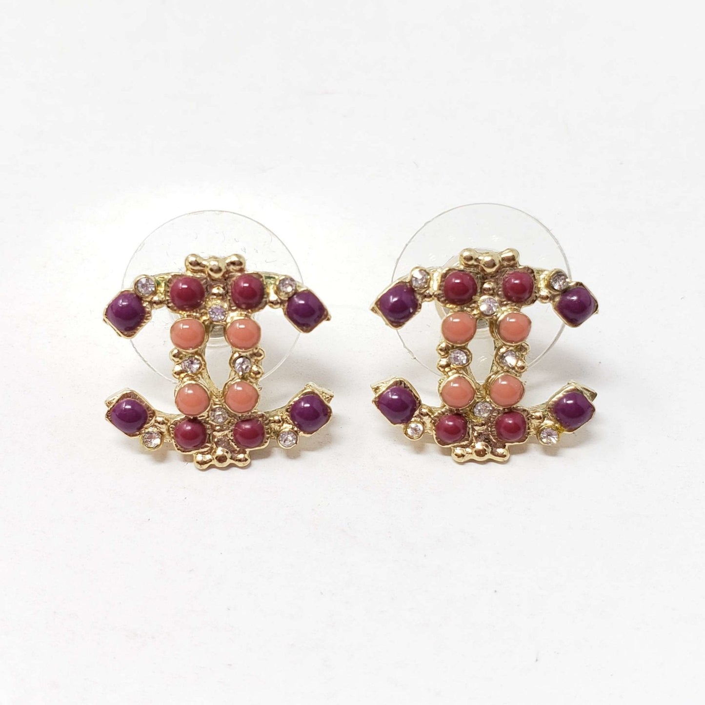 Chanel CC Goldish Earrings with stone
