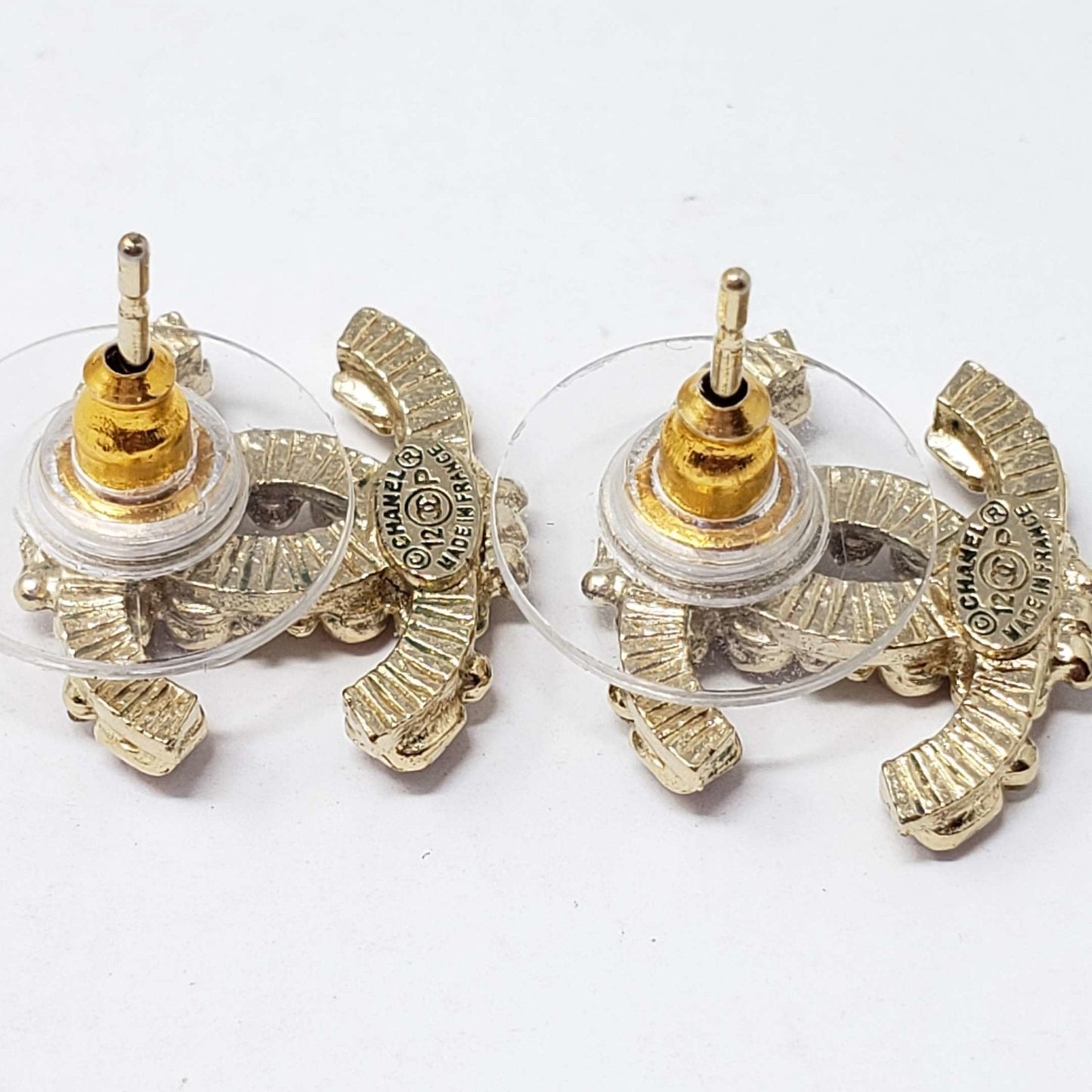 Chanel CC Goldish Earrings with stone