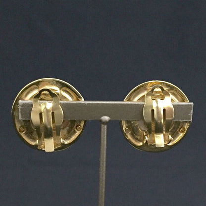 CHANEL CC Logo Gold Tone Pearl Earrings