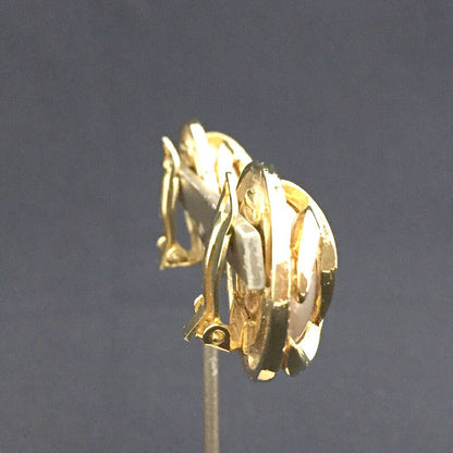 CHANEL CC Logo Gold Tone Pearl Earrings