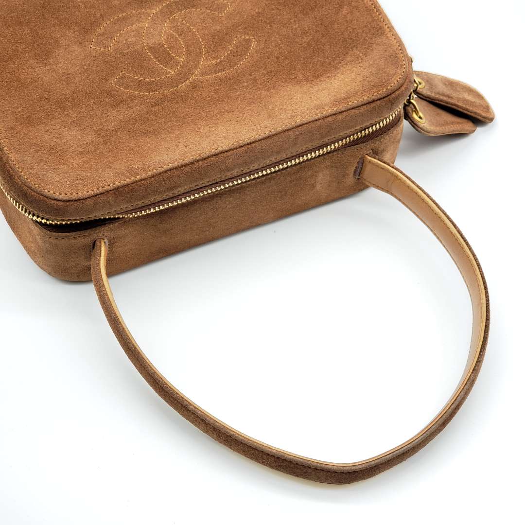Chanel CC Suede Brown Rare Vintage Hand Bag