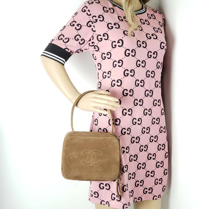 Chanel CC Suede Brown Rare Vintage Hand Bag