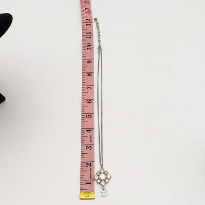 CHANEL CC with stone Necklace Silver Color
