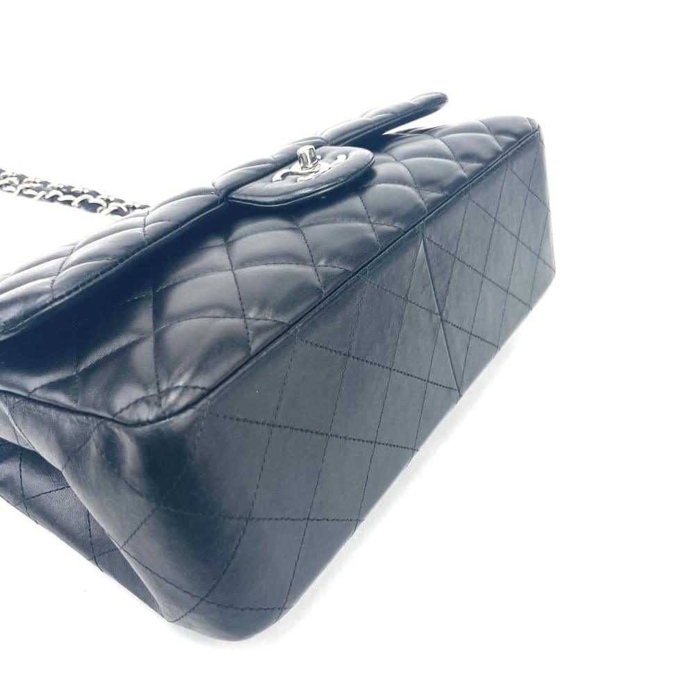CHANEL 2010-2011 Classic Jumbo Double Flap Lambskin Bag w/Silver