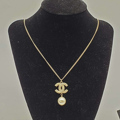 CHANEL Pearl Goldish Color Necklace Adjustable Sizes