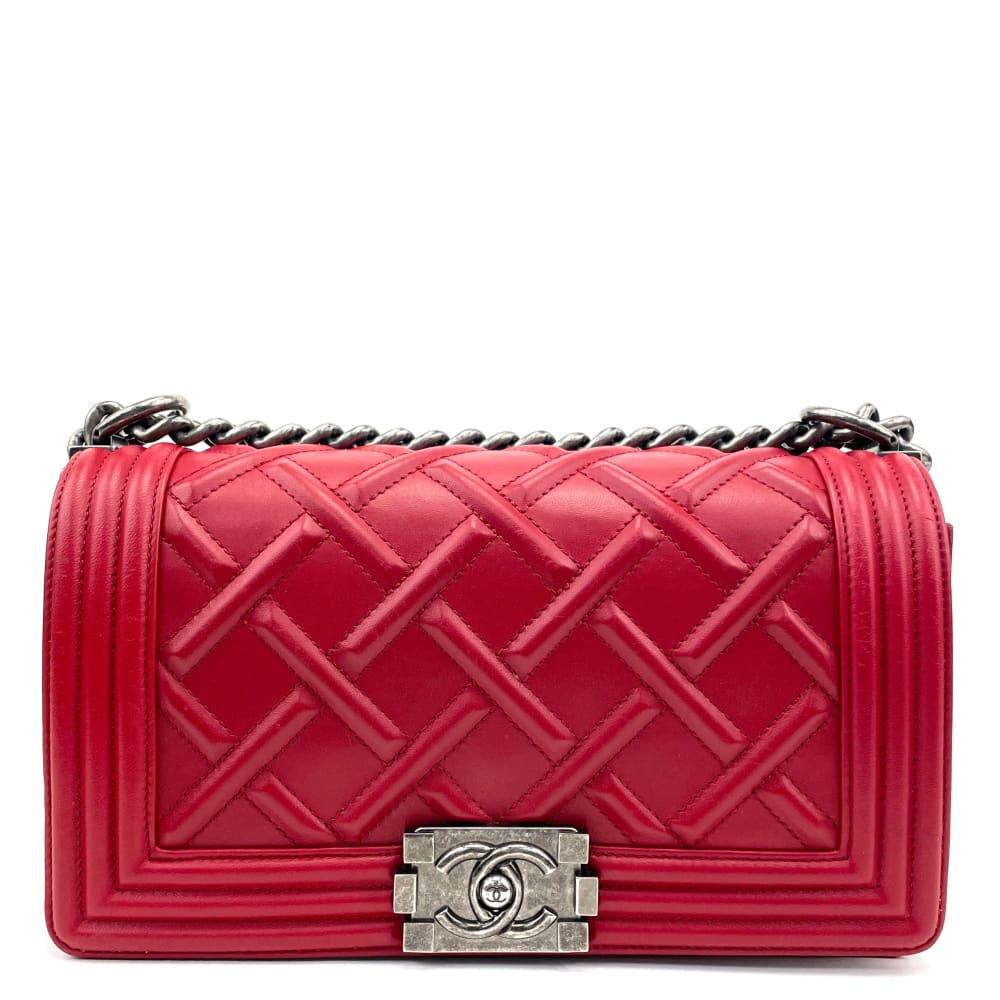 CHANEL 2012-2013 Quilted Embossed Medium Boy Bag - Red - OUTLET ITEM FINAL SALE