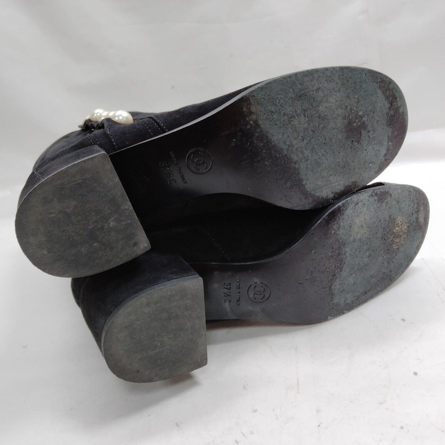 Chanel Tall Boots Women Black Suede Leather