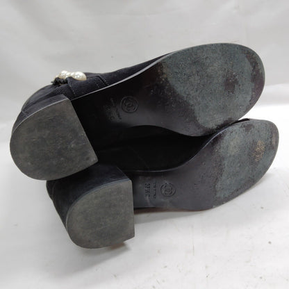 Chanel Tall Boots Women Black Suede Leather
