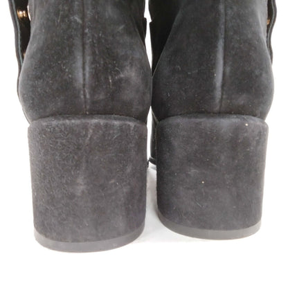 Chanel Tall Boots Women Black Suede Leather