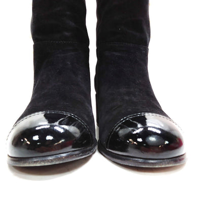 Chanel Tall Boots Women Black Suede Leather