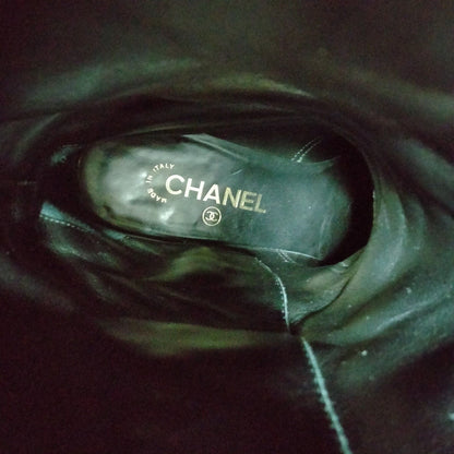 Chanel Tall Boots Women Black Suede Leather