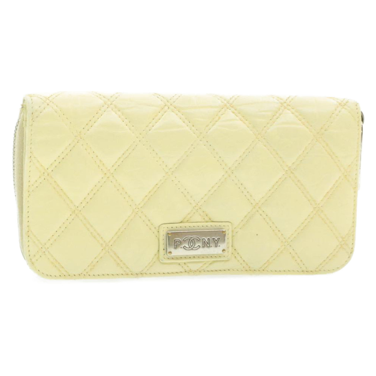 CHANEL Matelasse Zippy Long Wallet Beige CC cr619