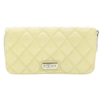 CHANEL Matelasse Zippy Long Wallet Beige CC cr619