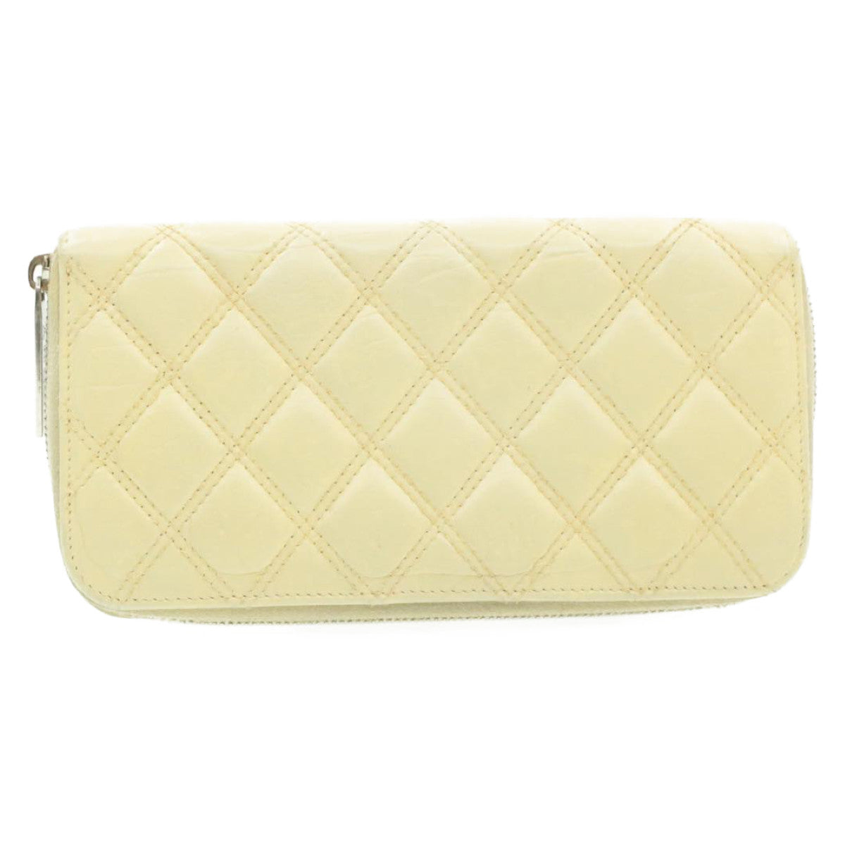 CHANEL Matelasse Zippy Long Wallet Beige CC cr619