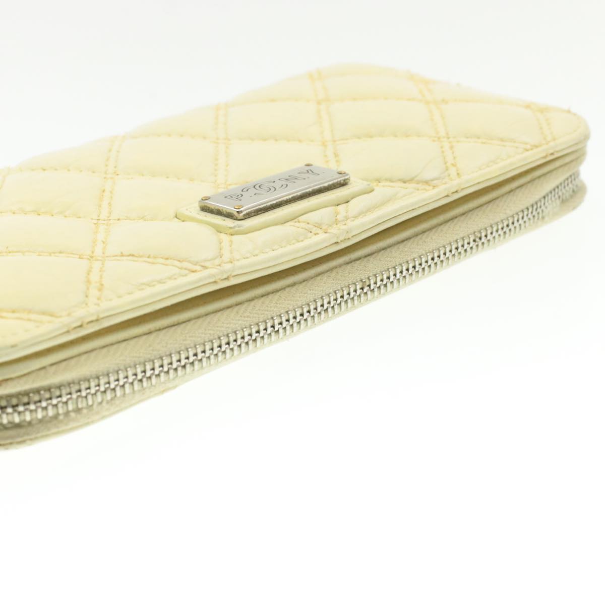 CHANEL Matelasse Zippy Long Wallet Beige CC cr619