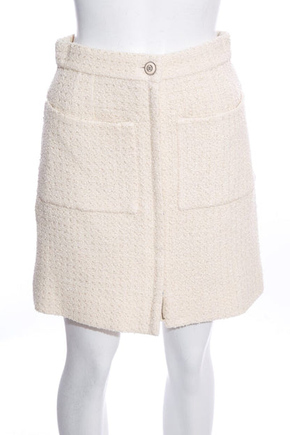 Chanel 2020 Cruise Ivory Fantasy Tweed Skirt SZ 38 NWT
