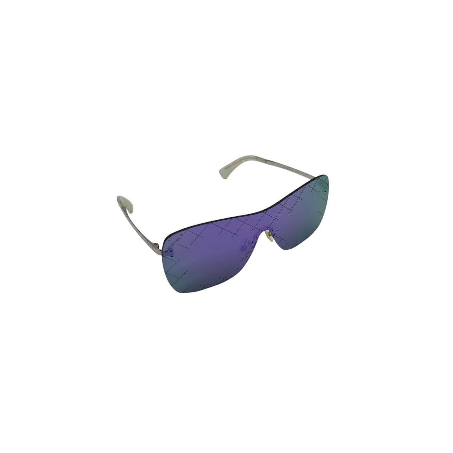 Chanel 4215 CC Shield Quilting Runway Sunglasses Silver Purple