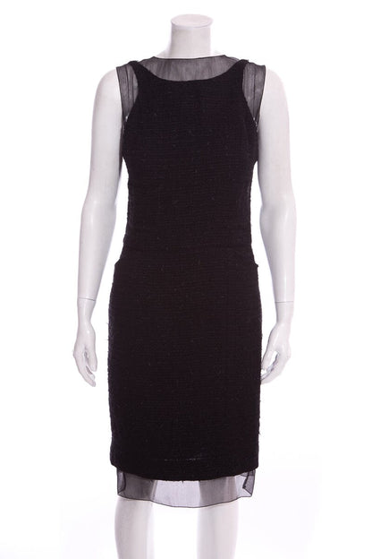 Chanel Pre-Fall '06 Black Tweed/Mesh Dress SZ 38
