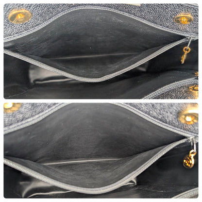 Chanel 90s Black Caviar Triple CC Shopping Tote