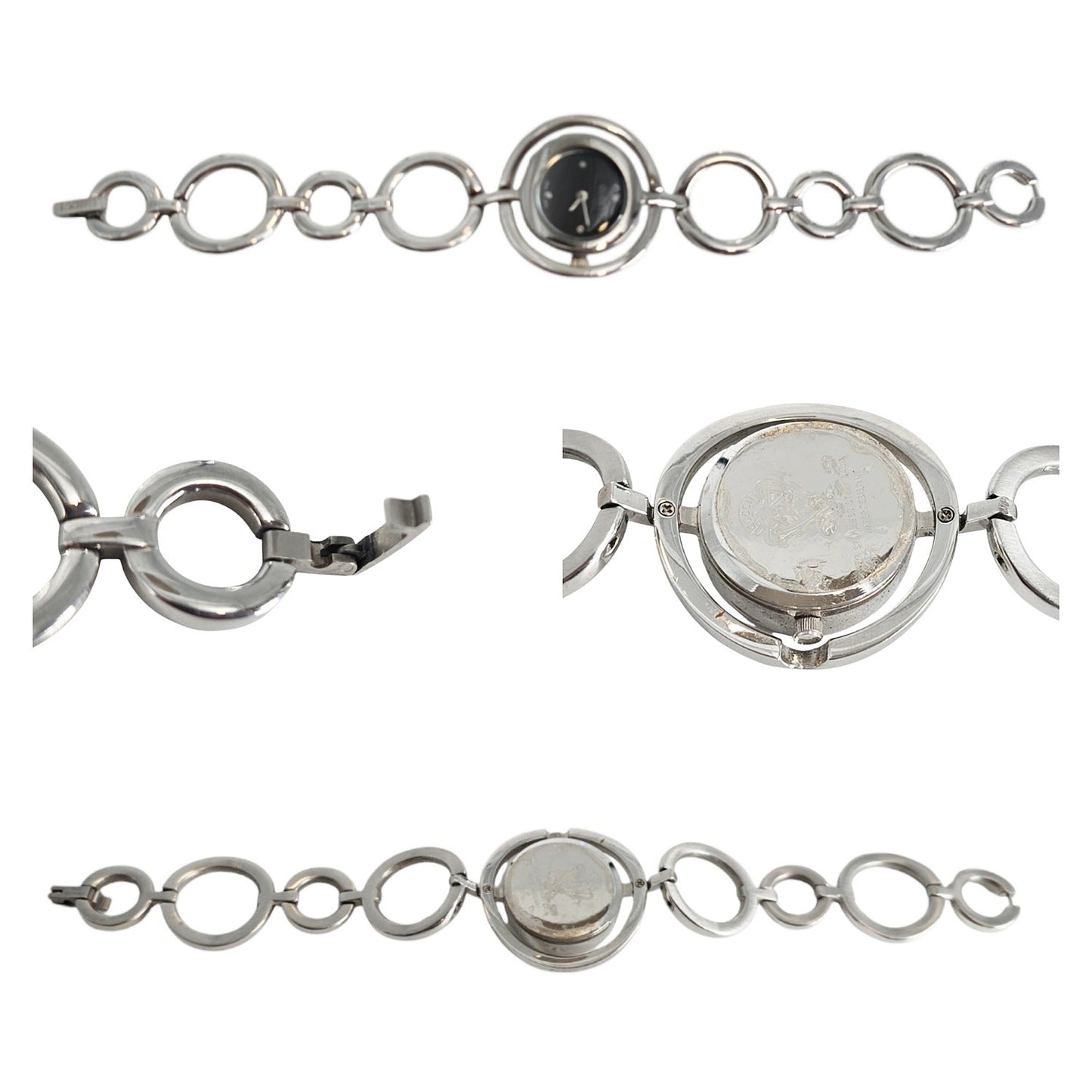 Gucci 22mm Round Link Bangle Watch w/ Black Dial