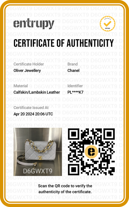 Chanel 2022 Grey Quilted Lambskin Leather Small Color Match Flap Bag w/ Box & Receipt