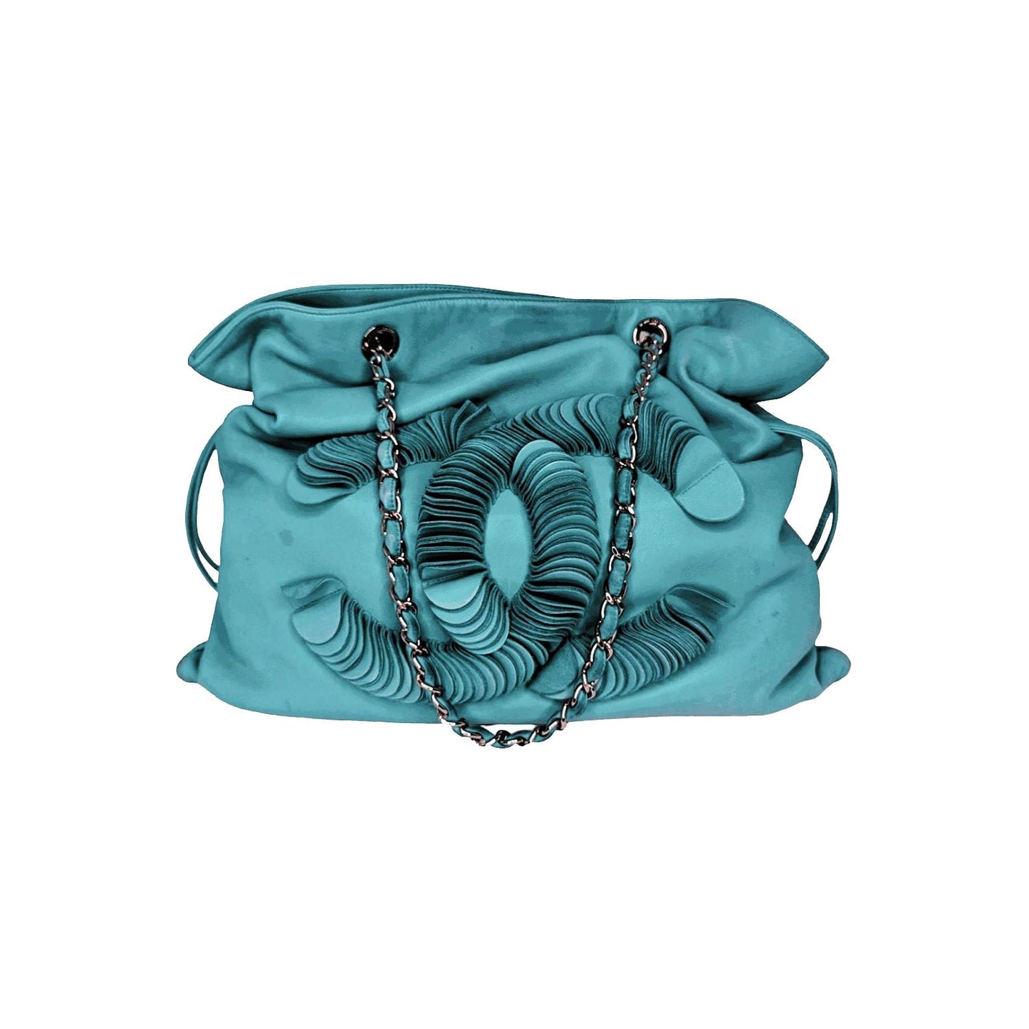 Chanel CC Discus Supple Lambskin Turquoise Tote