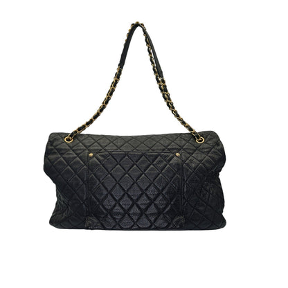 Chanel 2018 Calfskin Quilted XXL Travel Flap Bag Black