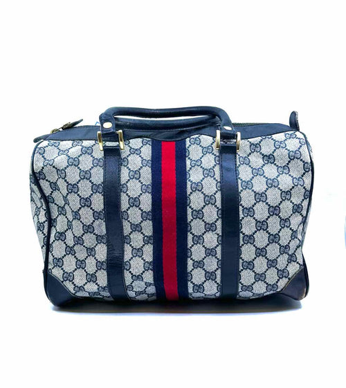 GUCCI Boston Navy, Cream Coated canvas Monogram Handbag