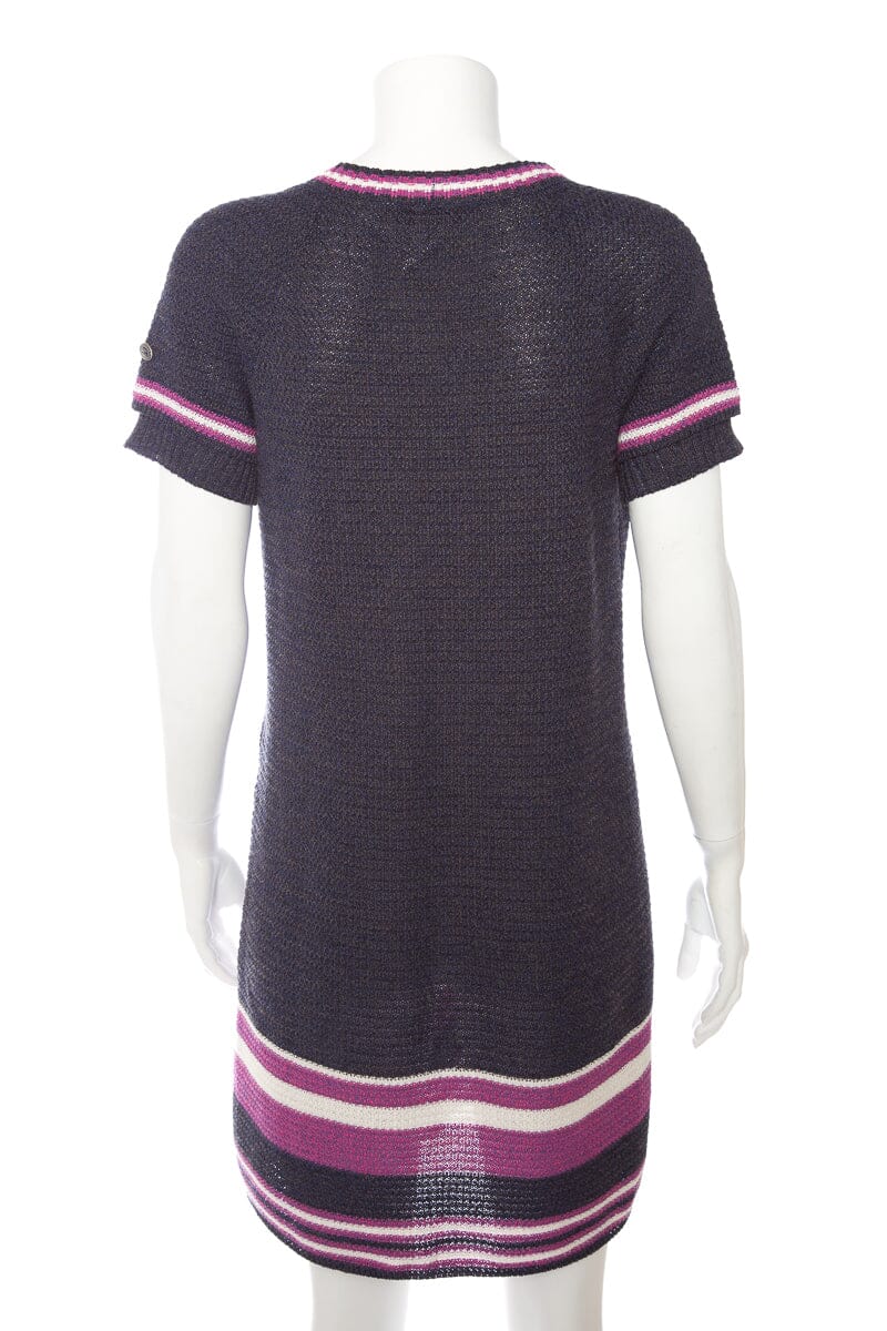 Chanel Mulberry and Pink Cable Knit Sweater Dress SZ 38