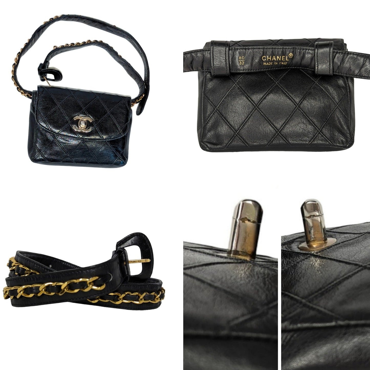 Chanel Vintage Lambskin Diamond Stitched Flap Waist Belt Bag