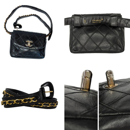 Chanel Vintage Lambskin Diamond Stitched Flap Waist Belt Bag