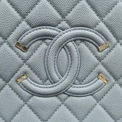 CHANEL Vanity Case Filigree CC Medium Caviar Quilted Shoulder Bag Grey