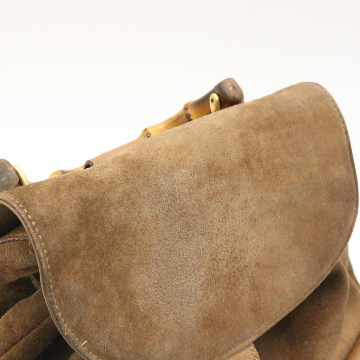 GUCCI Bamboo Backpack Suede Brown  ds086